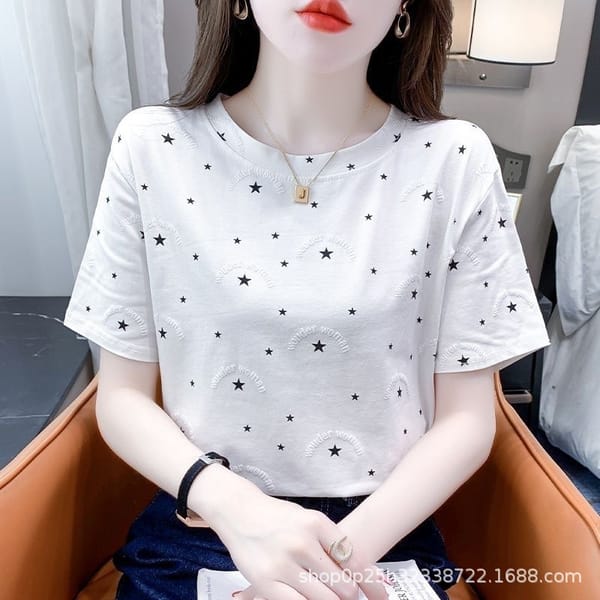 Summer Women's 2024 New Pullover O-Neck Patchwork Fashion Elegant Loose Minimalist Casual All-match Short Sleeve T-Shirts Tops