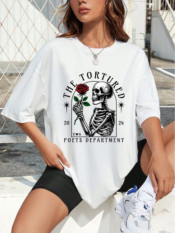 The Tortured Poets Department New Album Related Pattern Short-Sleeved Simple Atmosphere Women's T-Shirt Boys Short-Sleeved
