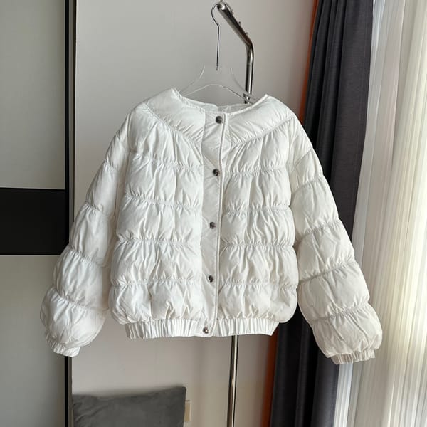 Women's Clothing pleated lotus knot sleeve  short down jacket  Autumn Winter New 117