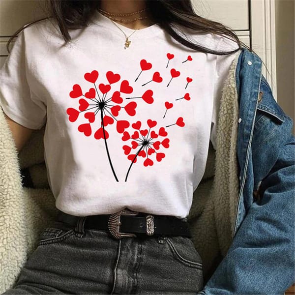 New Love Printed T-shirt Summer Short Sleeve Women's Short Sleeve T-shirt Harajuku  Graphic Tshirts  Tops  Oversized T Shirt