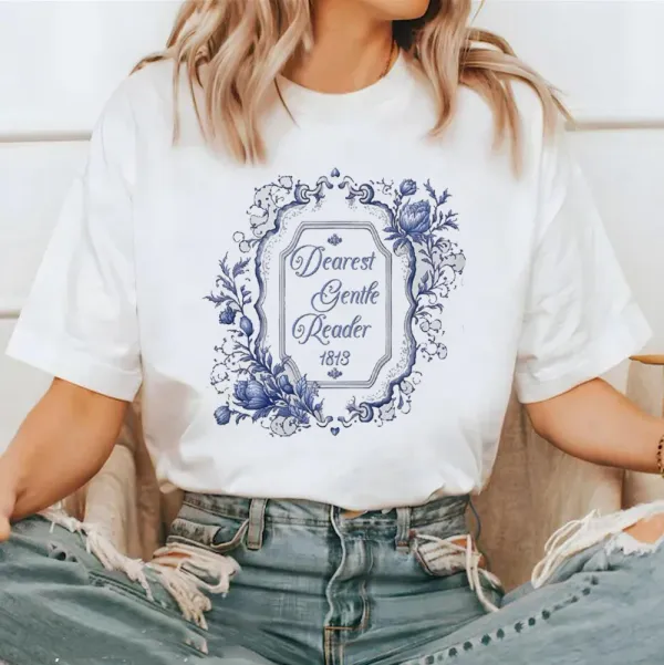 Printed Short Sleeve Reader Gift Bookclub Gift Women's 90s T-Shirt Top Fun Cartoon Pattern Basic Fashion Versatile T-Shirt