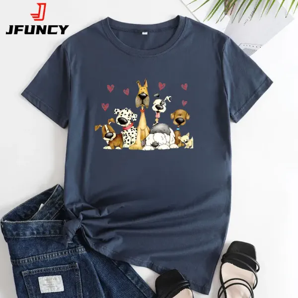 JFUNCY Women's T-shirts Female Oversize Tee Shirts Woman Short Sleeve Top 2024 Fashion Cute Cartoon Graphic T Shirt Women Tshirt