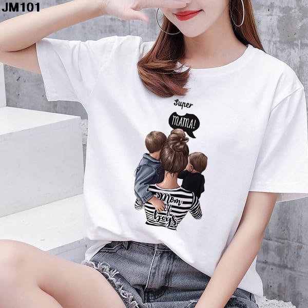 Harajuku Women's Super Mom Printing Tshirt Mother's Day Gift Clothes Woman T shirt Fashion Casual Short Sleeve White Top T-shirt
