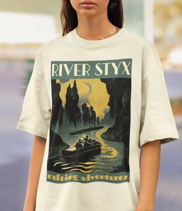 River Styx Rafting Adventures Vintage Poster Shirt Youthful Woman Printed Crop Top T-shirt Women's Short Sleeve Tee Top