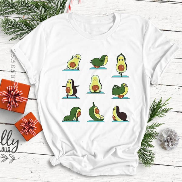 Premium Women's Funny Yogaed Avocado Printed T-Shirts Summer Fashion 90s Ullzang Harajuku Cropped T Shirt