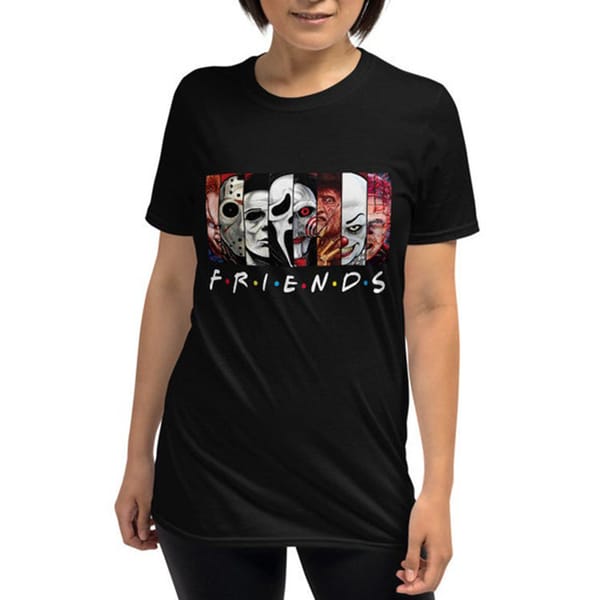 Horror Friends Tv Shows Graphic T Shirts Women's Clothes Funny Skull T Shirt & Tops Goth Tops Cool Metal T-shirt Summer Fashion