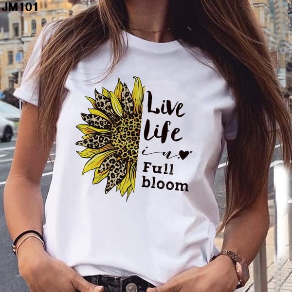 New Women's Clothing Tshirt Daisies Print Woman T-Shirt Harajuku Women O-Neck Short Sleeve Tee Summer Fashion White Tops T Shirt