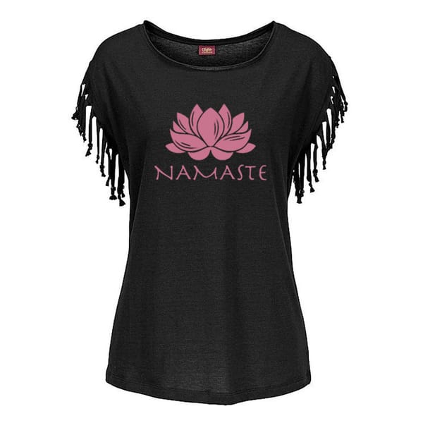 2020 New Fashion Women clothing Namaste Print Women Cotton Tassel Casual T-shirt Women's Tees Short Sleeve O-neck Femme t shirt