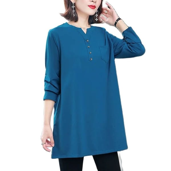 2022 Middle-Aged Mother Spring Autumn Mid-length Ladies Long Sleeve T-Shirt Wild Loose External Wear Women's Bottoming Shirt
