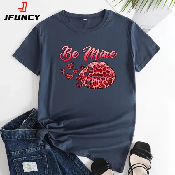 JFUNCY 2024 Summer Women Tops Female Short Sleeve T-shirts Oversized T Shirt Sexy Lips Graphic Tees Woman Clothes Women's Tshirt