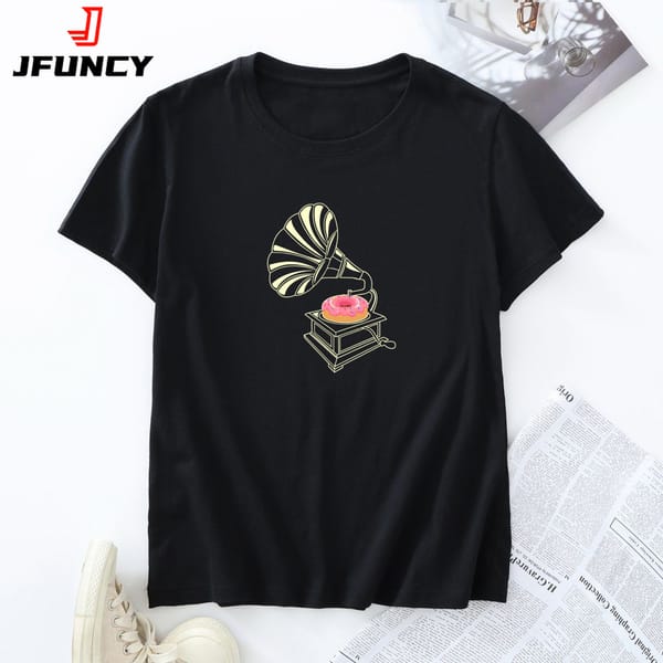 JFUNCY Women's T-shirt Women Summer Tees Oversized Short Sleeve Tops New Graphic T Shirts Female Clothing Woman Tshirt
