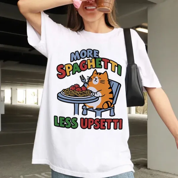 Cute Casual Printed O-Neck Style Cartoon Cat T-Shirt For Women's Street Fashion Versatile Style Trend Summer New Top T-Shirt