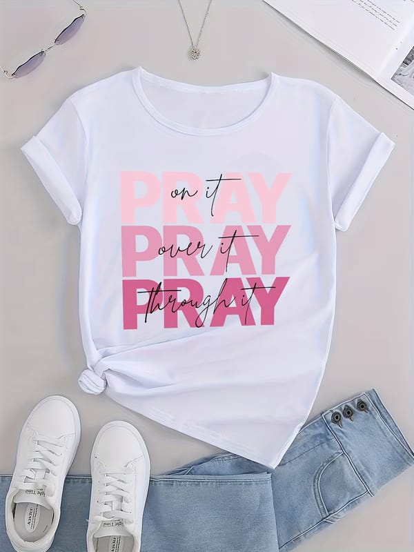 Women's Graphic Sports Short Sleeve T-shirt - Colorful Letter Print Casual Slim Fit Top for Running and Summer