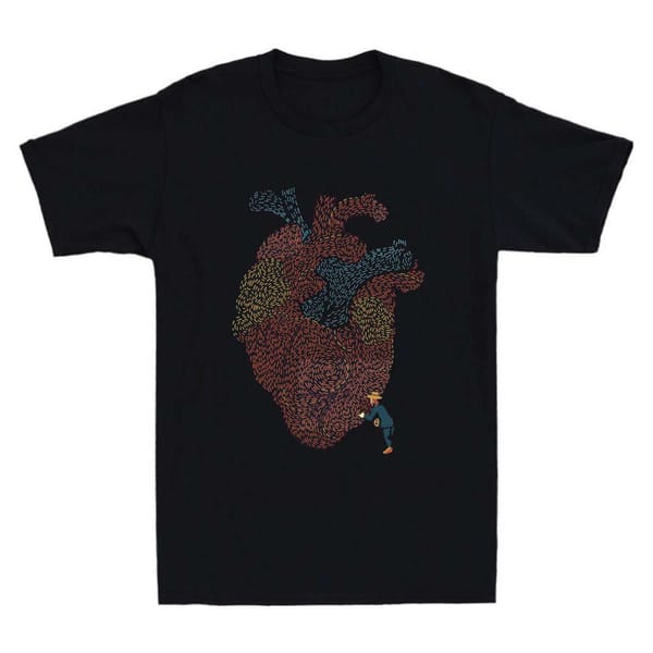 Retro Casual 90s Clothing Women's Summer Clothing Printed with Fun Cartoon Heart Pattern T-Shirt Short Sleeved Casual T-Shirt