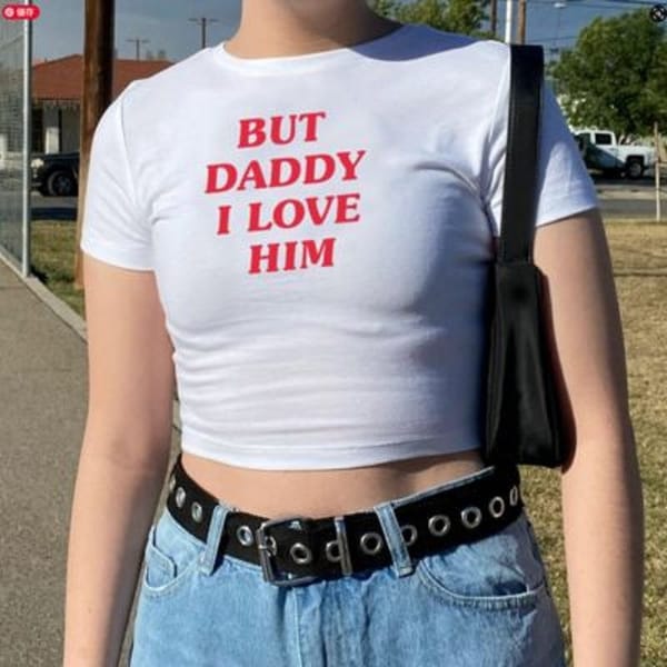 BUT DADDY I LOVE HIM Clothes Summer Cut T-shirt Harajuku High Street Design T-shirt y2k Street Clothing Women's Open Navel Top