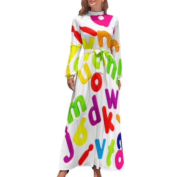 Jumbled up Multi Coloured Letters Long Dress women's evening dresses Women long dress Women's skirt