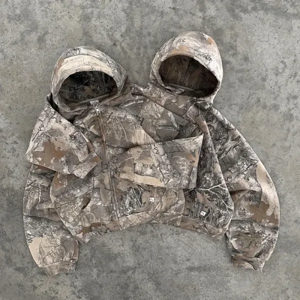 Y2K New Camouflage Pattern Printed Hoodie Street Retro Harajuku Hoodie Men's and Women's Hip Hop Gothic Trendy Loose Sweatshirt