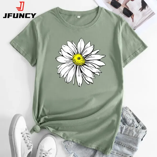 JFUNCY Women's Oversized T-shirt Top Female Short Sleeve Tees 2024 Summer Woman Clothes Fashion Graphic T Shirt Women Tshirt