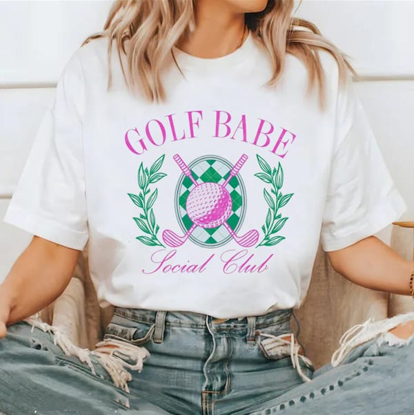 Short Sleeved Golf Printed Women's T-Shirt Fashionable Clothing Cute Printed Summer Cartoon Pattern Basic Top Fun Printed T-Shir