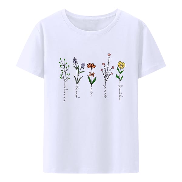 2024 Minimalist design of vegetation Graphic T-Shirt Summer New women's Fashion Harajuku Casual Round Neck clothes high street