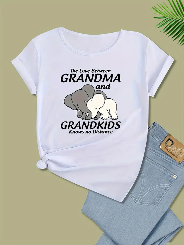The Elephant Family Women t shirt Summer Fashion Short sleeved T-shirt Tee Tops Printed O-neck Casual T-shirt Women's Clothing