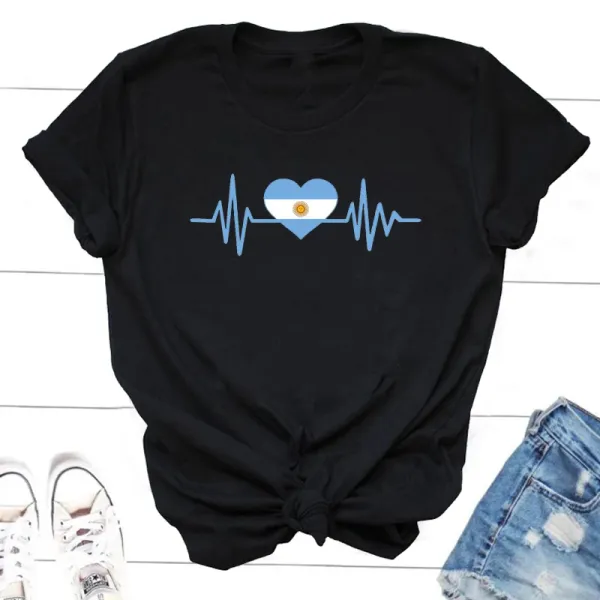Argentina Tshirt Heart Love Argentinian Flag Sun Tee Shirts for Women Men Argentine T Shirt Funny Women's Clothing Tops