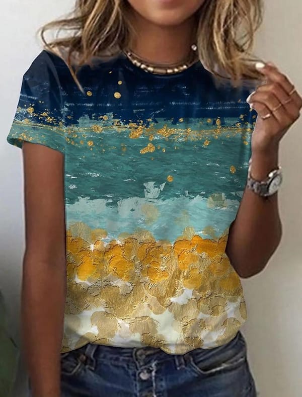 2024 Women's T shirt Tee Tie Dye Daily Weekend Print y2k Short Sleeve Fashion Round Neck Summer Casual Tee shirts for girls
