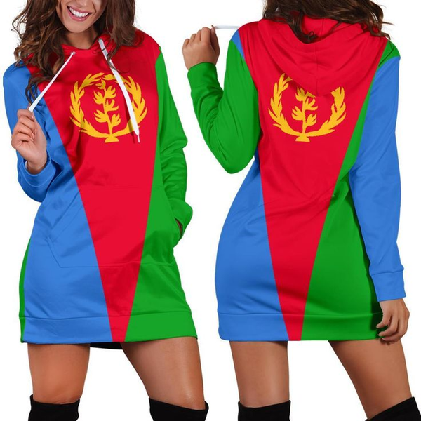 Eritrea Flag Hoodie Dress Spring Summer New Retro Harajuku 3D Printed Flag Pullover Casual Sexy Women's Hoodie Dress