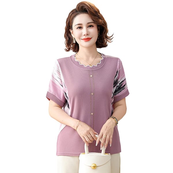 Elegant Oversize Casual Printing Pullovers Comfortable O-neck Basic Women's Clothing Summer New Patchwork T-shirt