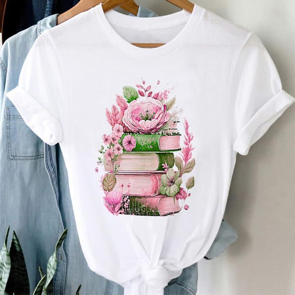 T-shirt Printed Sweet Basic Clothing Cartoon Fun Women's T-shirt Short Sleeved Summer Top Fashion Pattern Casual White T-shirt