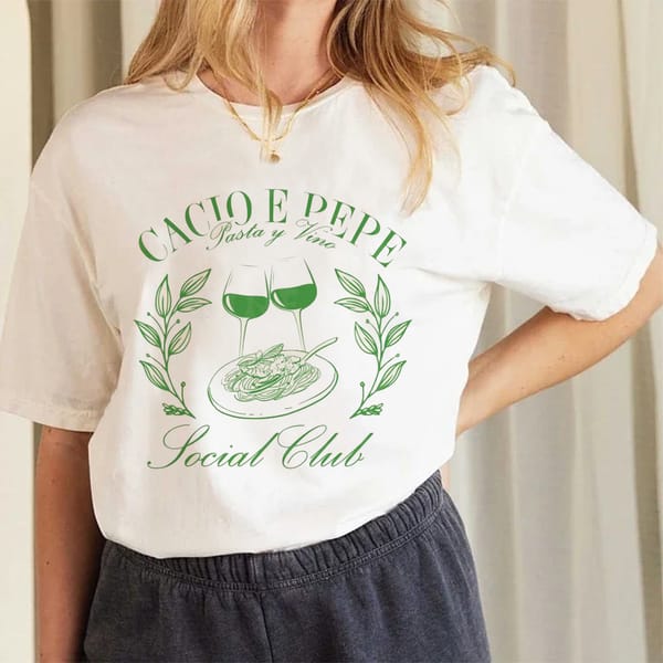 Cacio E Pepe Printed Casual Short Sleeved Clothing Women's T-Shirts Cute Printed Fashionable Women's Cartoon Design Summer T-Shi