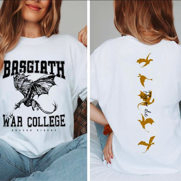 Summer New Trendy Retro Printed Women's T-Shirt Fourth Wing Printed T-Shirt Street Versatile Basic White Top O-Neck New T-Shirt.