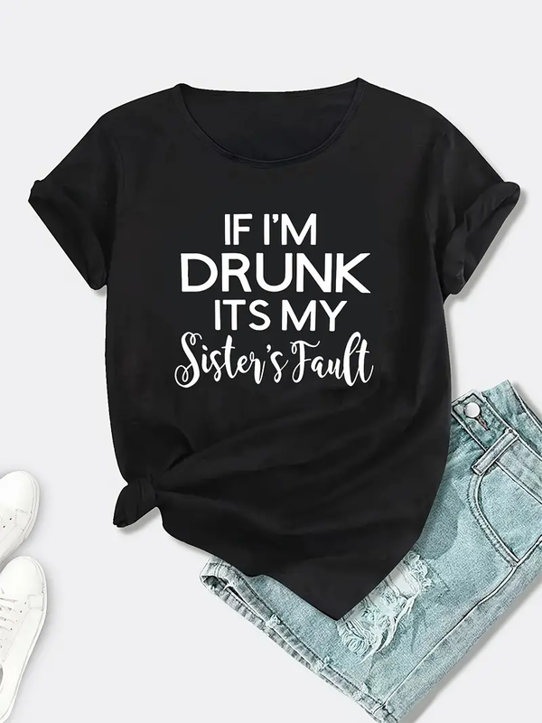English letter minimalist fashion printed women's T-shirt summer women's O-neck short sleeved street trend T-shirt