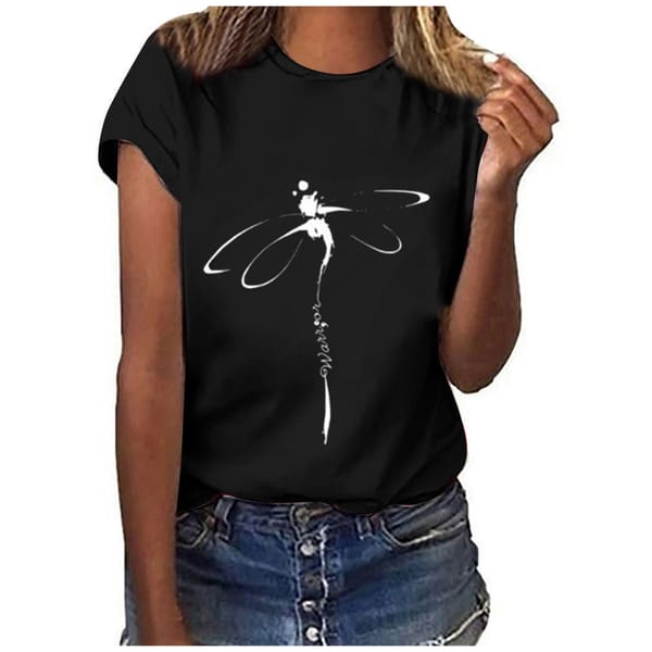 Casual Print female Round Neck Tees Summer Fashion Loose Tees Streetwear Basics Daily Wear Simple T-shirt Dames