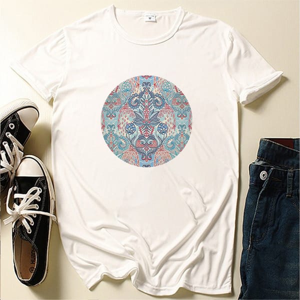 Seeyoushy Blue and White Porcelain Chinese Style Elements Printed Summer Casual Women's T-shirt Y2K 90s Women's Clothing Acotar