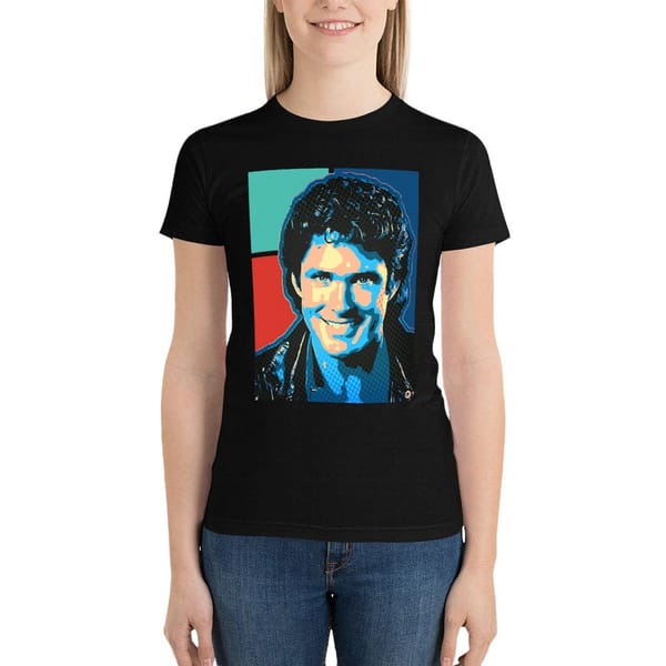 David Hasselhoff pop art T-Shirt funny animal print shirt for girls shirts graphic tees kawaii clothes Women's cotton t-shirt