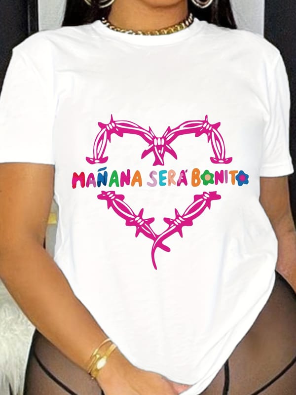 Women's Letter Print Short Sleeve T-Shirt - Casual Summer & Spring Top