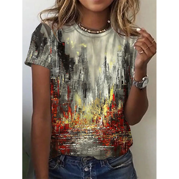 Summer New Ladies T-Shirt Striped Graphics Casual Loose Streetwear Women's Short Sleeve Tops Oversized Clothing Tees Girls