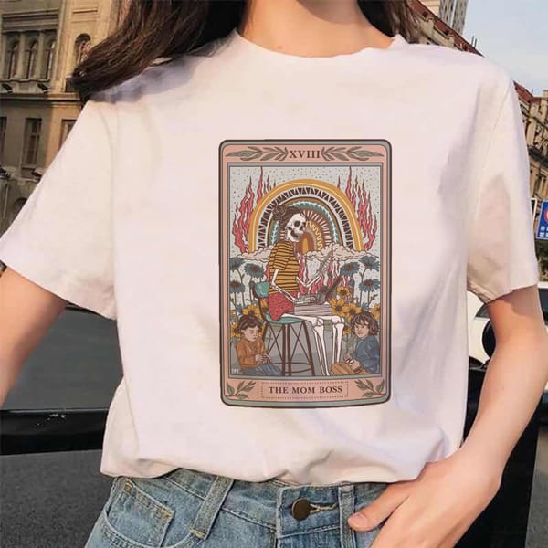 Women's Tarot Card Flower Funny Time Ladies Cartoon Fashion Short Sleeve Summer Printed T-Shirt Women's T-Shirt Top Pattern .