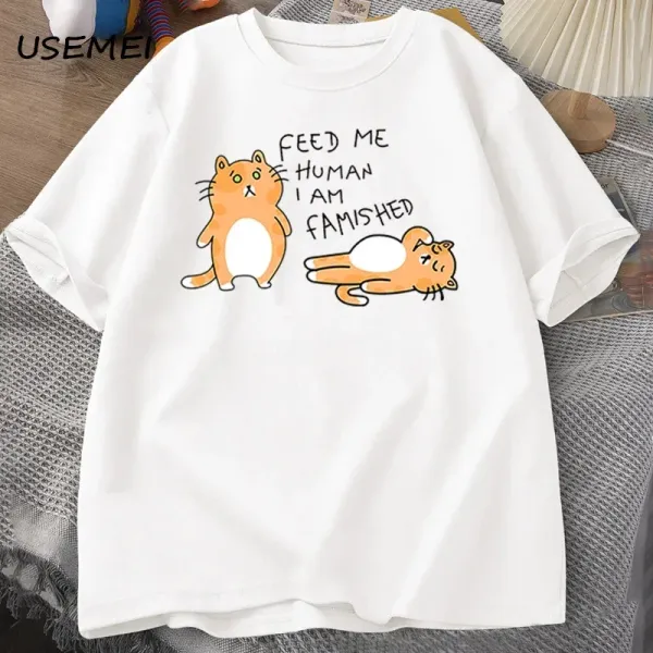 Women's Fuuny Cat cute print T-shirt summer T-shirt casual oversized clothing T-shirt round neck t-shirts