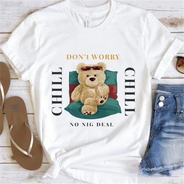Graphic Cotton T-shirt Cute Versatile Women'S Shirt Round Neck  High Quality Short Sleeve  Patter for Tops