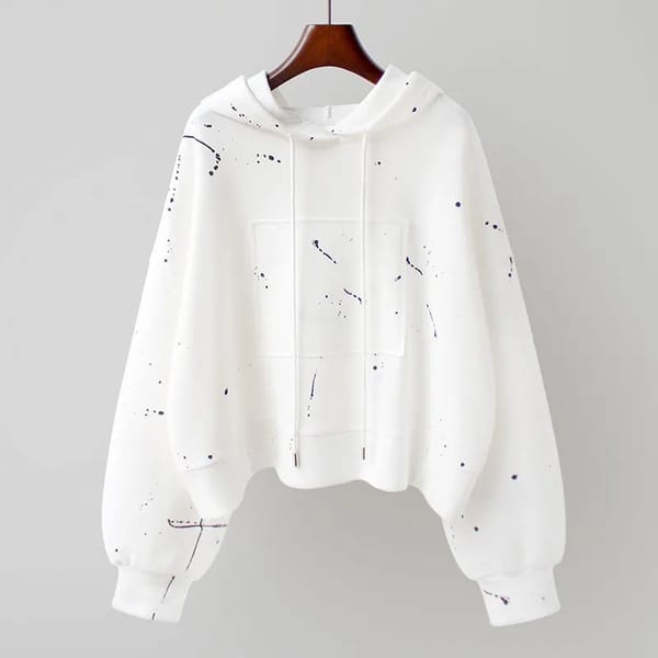 Cotton Sports Shirt Women's New Hooded Coat Spring Autumn 2024 Korean Short Loose Fashion Jacket Printed Pullover Top Female