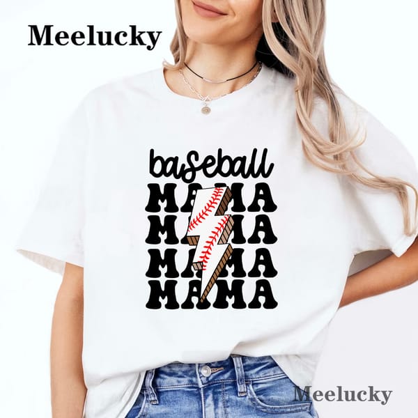 Baseball Mama Women's Baseball Letter Graphic Print T-shirt Short Sleeve Casual Top for Summer Spring