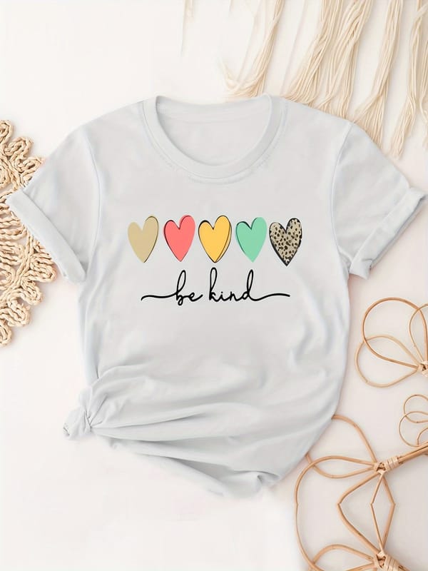 Women's Plus Size Graphic Print T-shirt - Short Sleeve Crew Neck Casual Top for Summer & Spring
