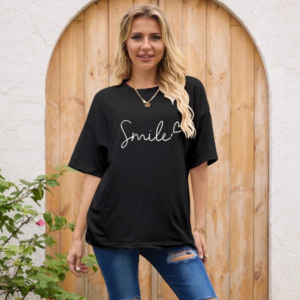 2024 New Women Letter Printed T-Shirt Round Neck Half Sleeve Graphic T Shirts Casual Summer Tees Tops Camisetas De Mujer