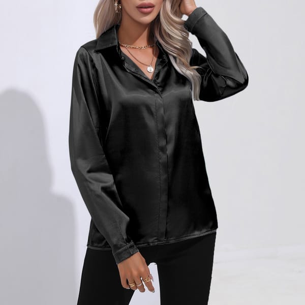 One Button Satin Shirt Women's Top Long Sleeved Shirt Spring And Summer New European And Women's Clothing Elegant Fashion Shirts