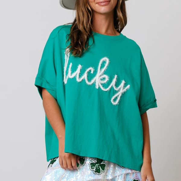 Women's Fashion Irish Tops Letter Patchwork Print Short Sleeve Round Neck T-Shirts Blouses Aesthetic Clothes