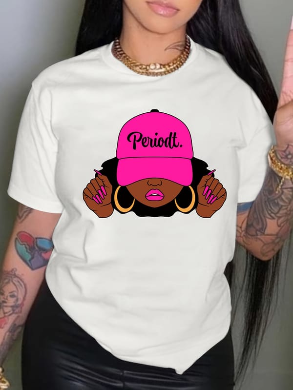 Women's Girl Print Short Sleeve T-shirt - Casual Summer & Spring Top
