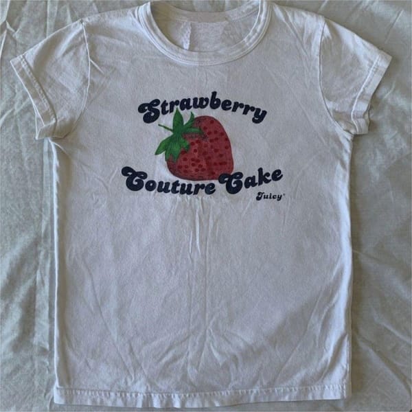 Cute Strawberry Letter Printing Fashion Women's Top Street Trend Casual Harajuku T-shirt Summer Women's Short Sleeve T-shirt