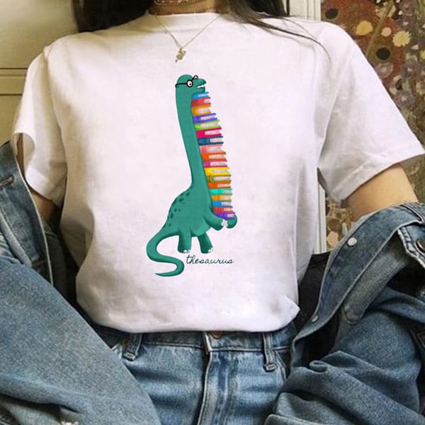 T-Shirt Women'S Cute Dinosaur Print T-Shirt Summer Short Sleeve Clothing Fun Versatile Pattern T-Shirt Fashion Women'S Top.